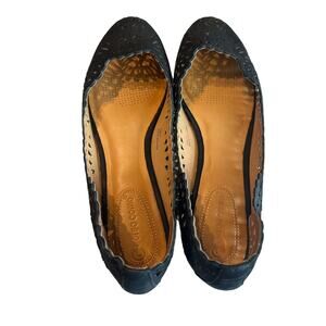 Corso Como black suede leather upper laser cut flats size 9.5